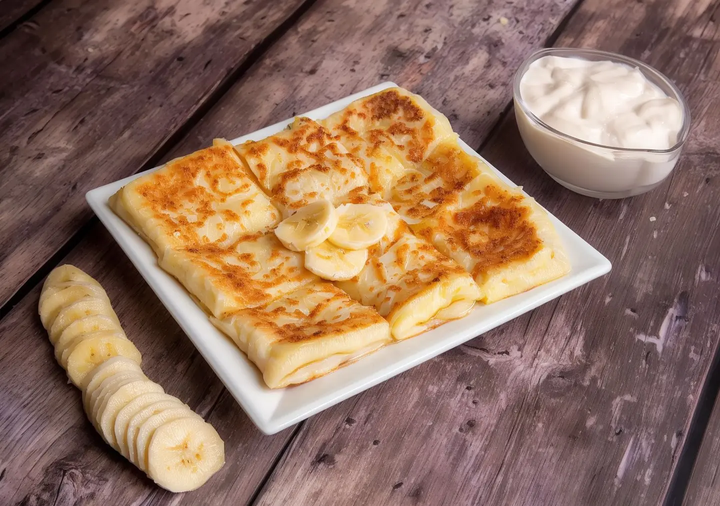 مطبق حلو بالموز والجبن