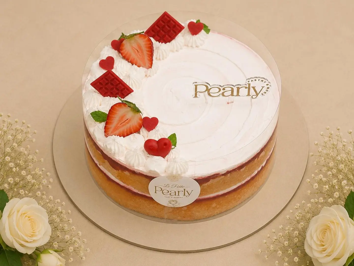 Pearly Naked Cake Strawberry - Pearly Naked Cake Strawberry 8 Inch
