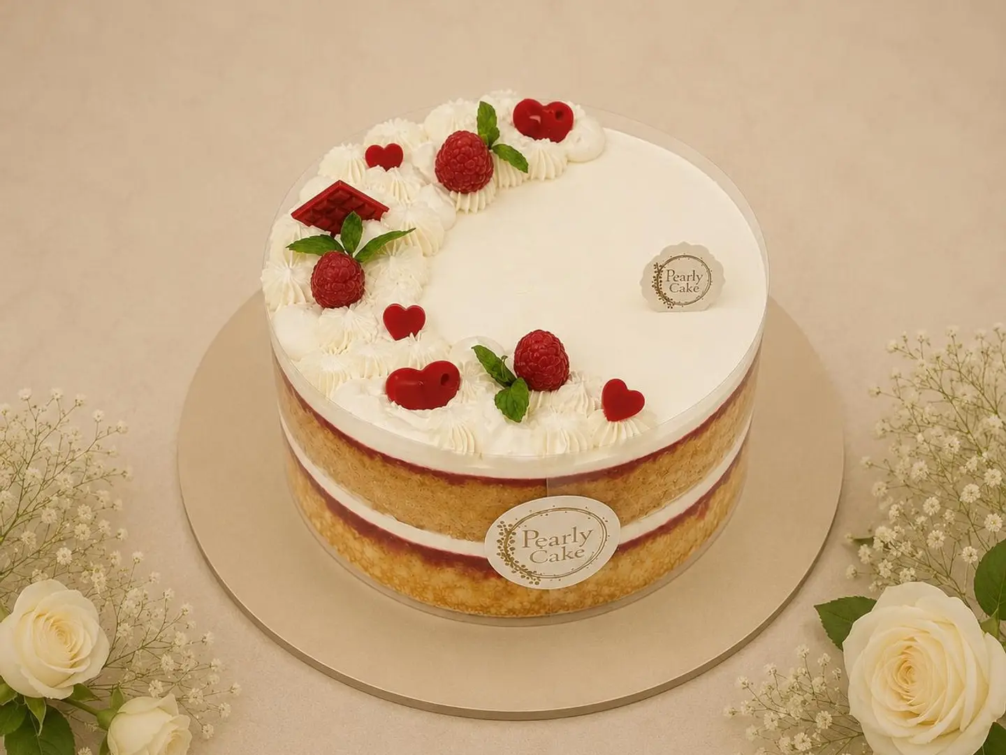 Pearly Naked Cake Roseberry - Pearly Naked Cake Roseberry 8 Inch