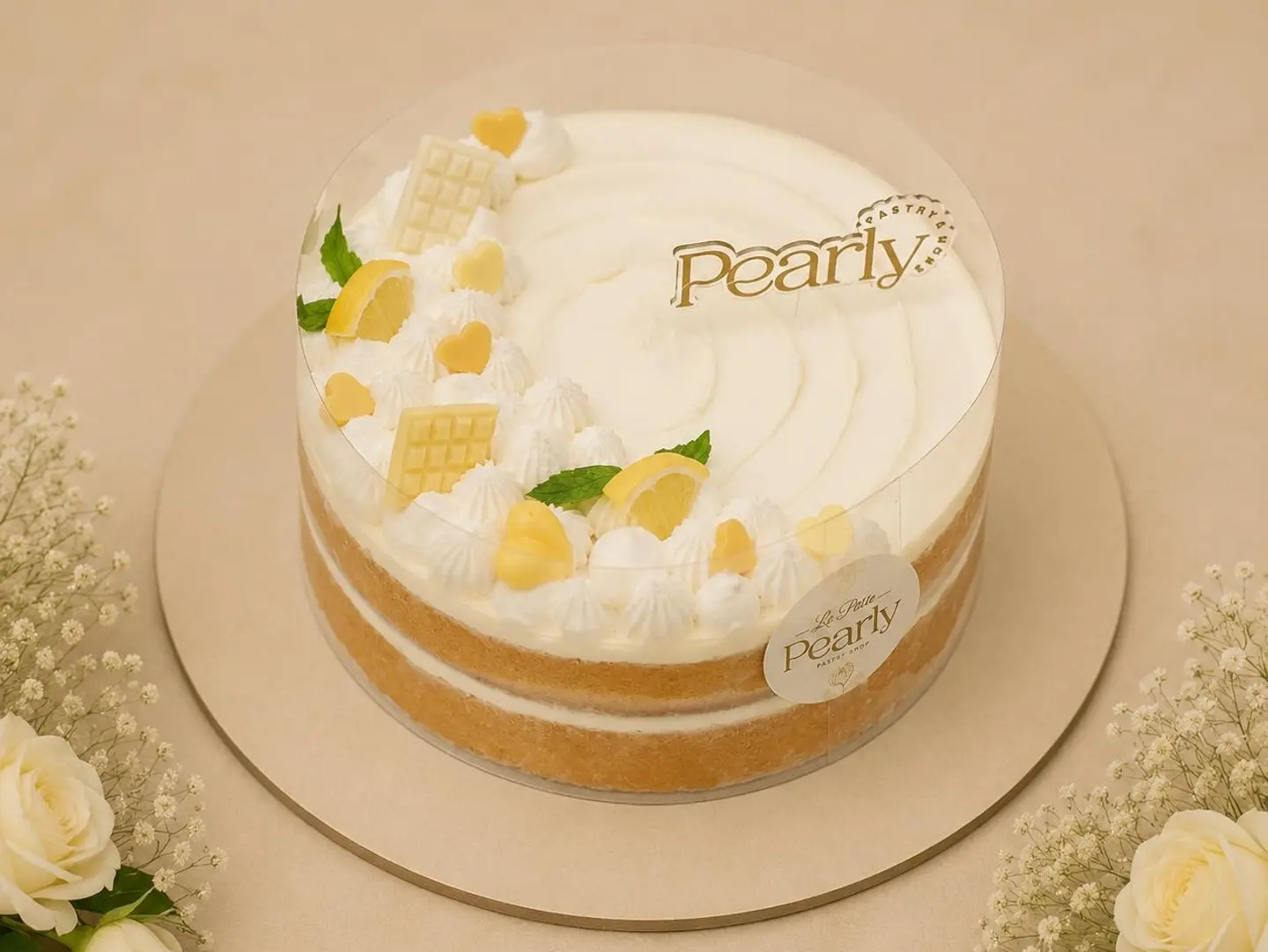 Pearly Naked Cake Lemon - Pearly Naked Cake Lemon 8 Inch