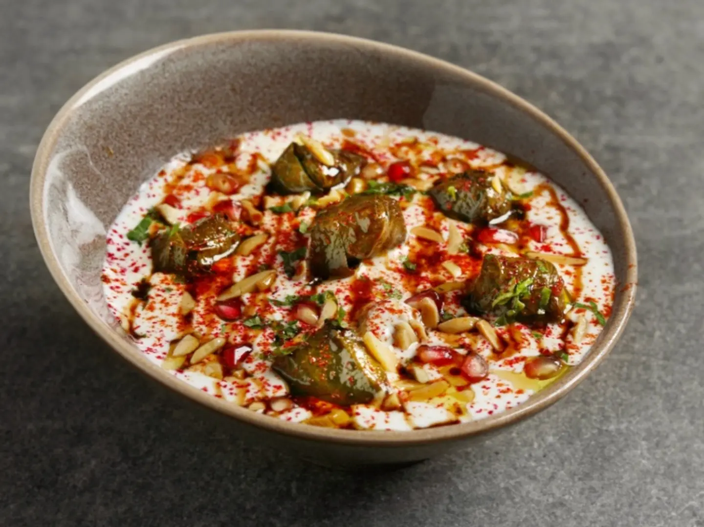 Stuffed Grape Leaves Fatteh