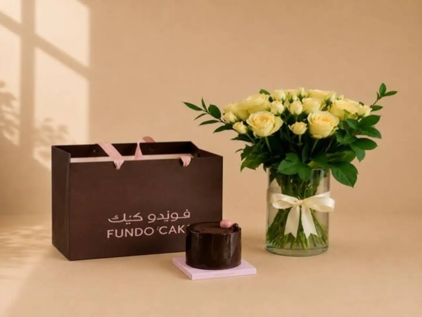Chocolate Fondue Cake With A Flower Vase