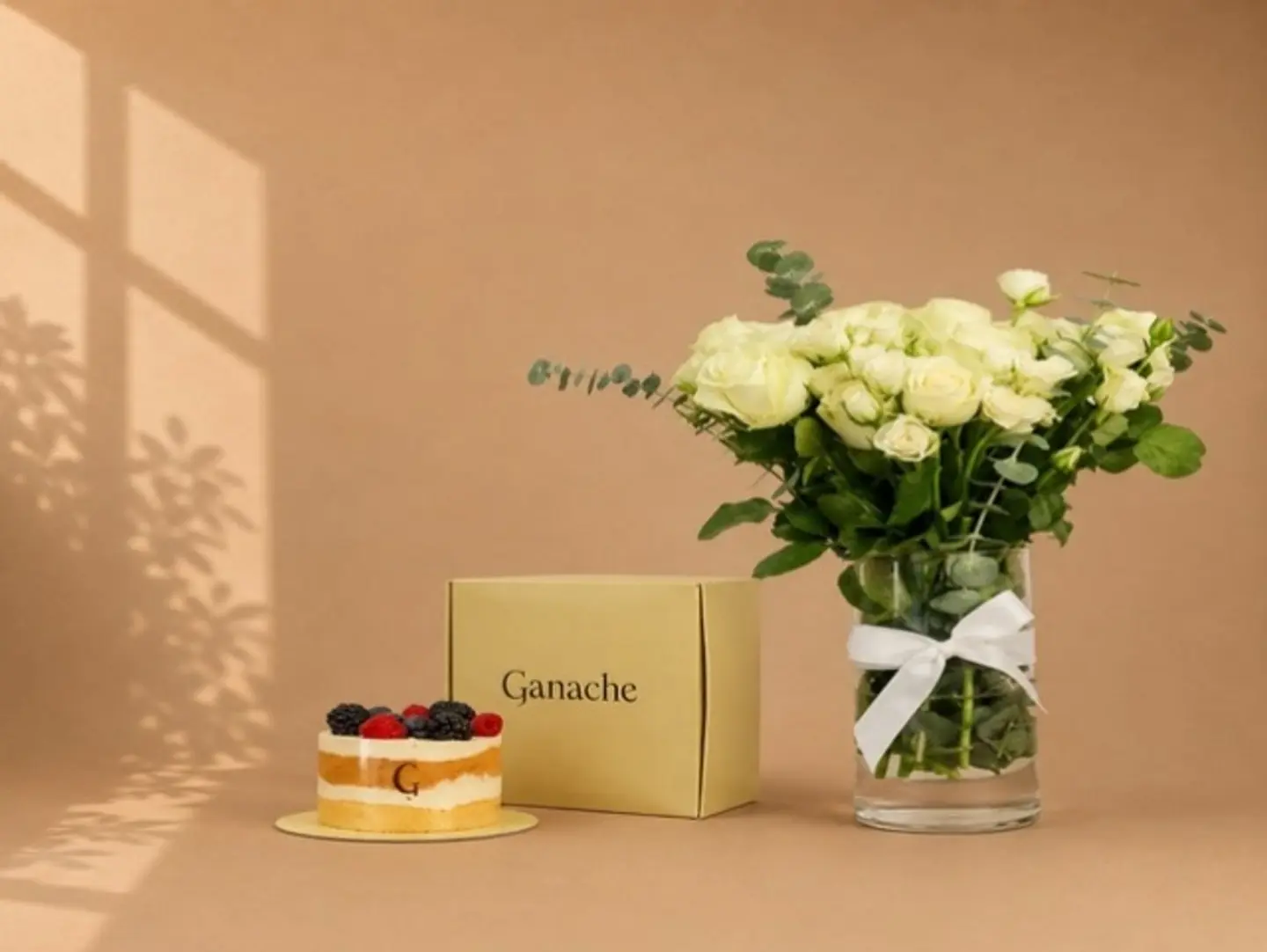 Flower Vase And Raspberry Ganache Cake