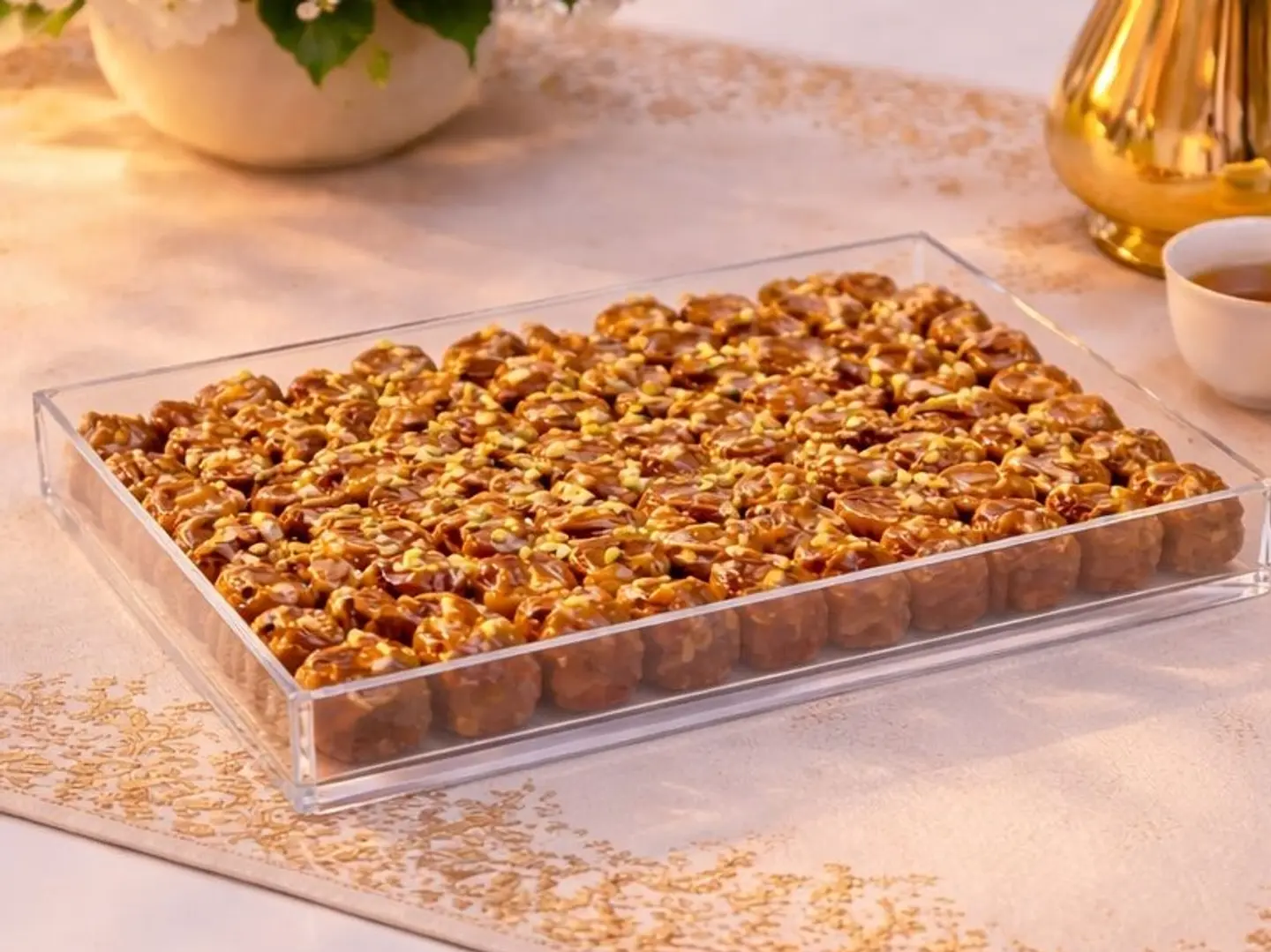 تمر العيد محشي كرانشي كيلو تقريبا ( صحن اكريليك )