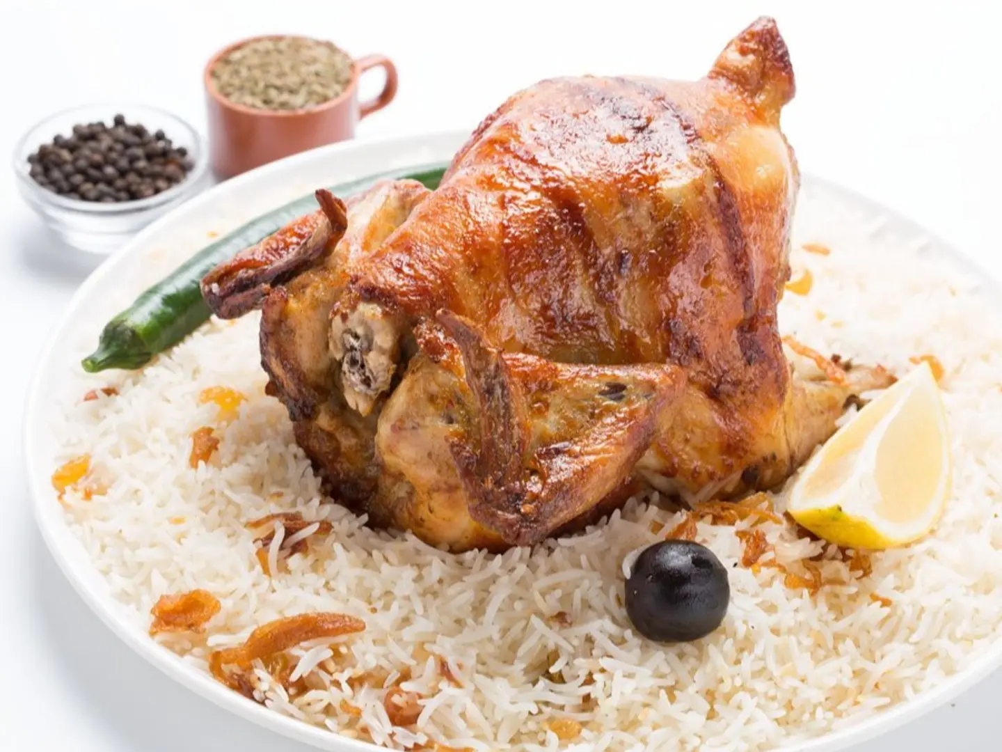 ربع دجاج مشوي مع الأرز