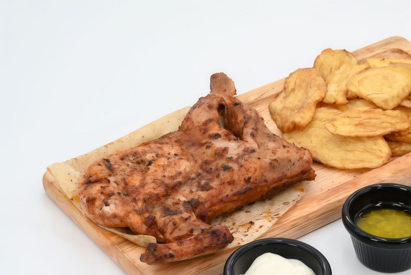 Half Chicken On Charcoal With French Fries