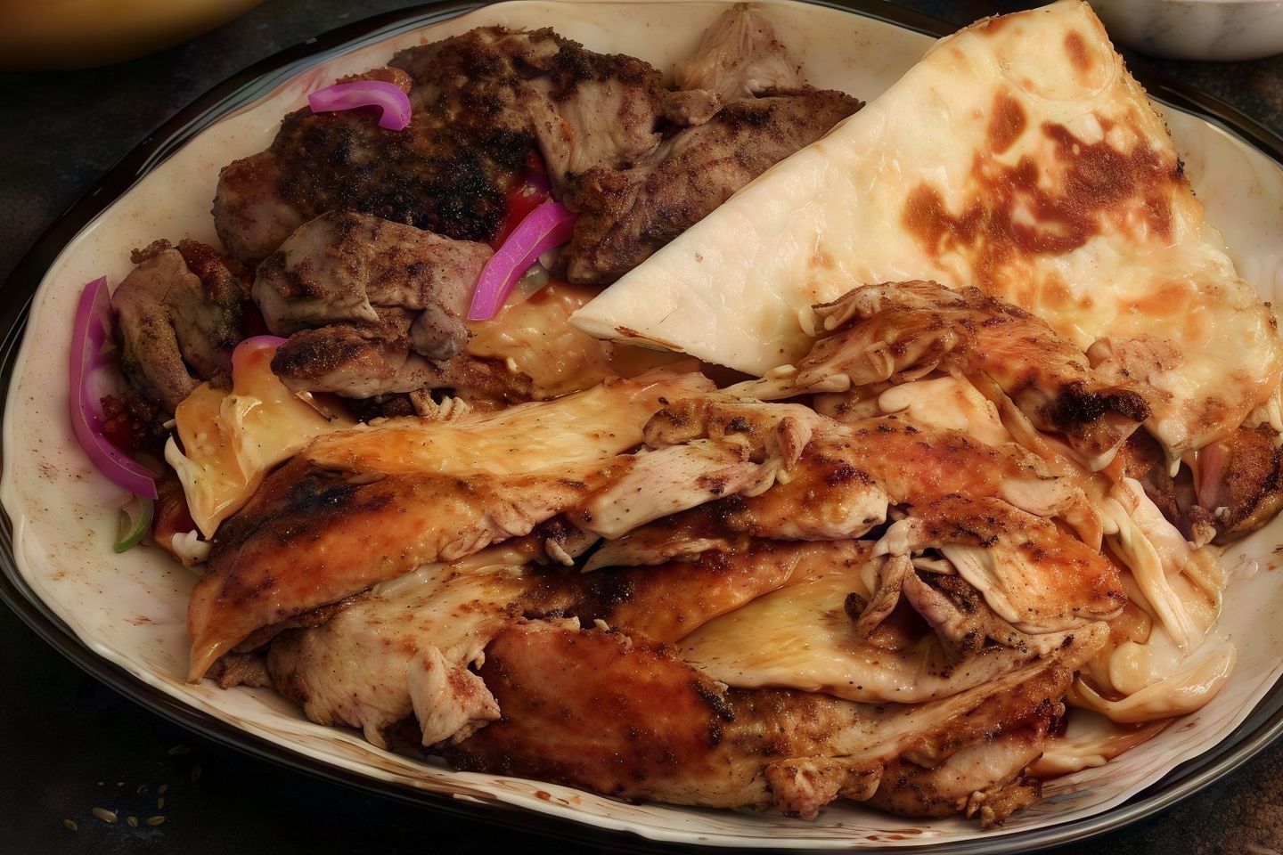 Mixed Shawarma Plate With Chicken And Meat