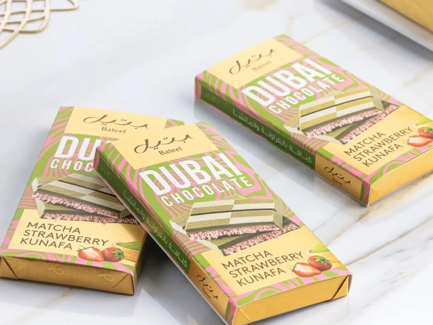 Dubai Chocolate Bar   Matcha Strawberry Kunafa 120gms