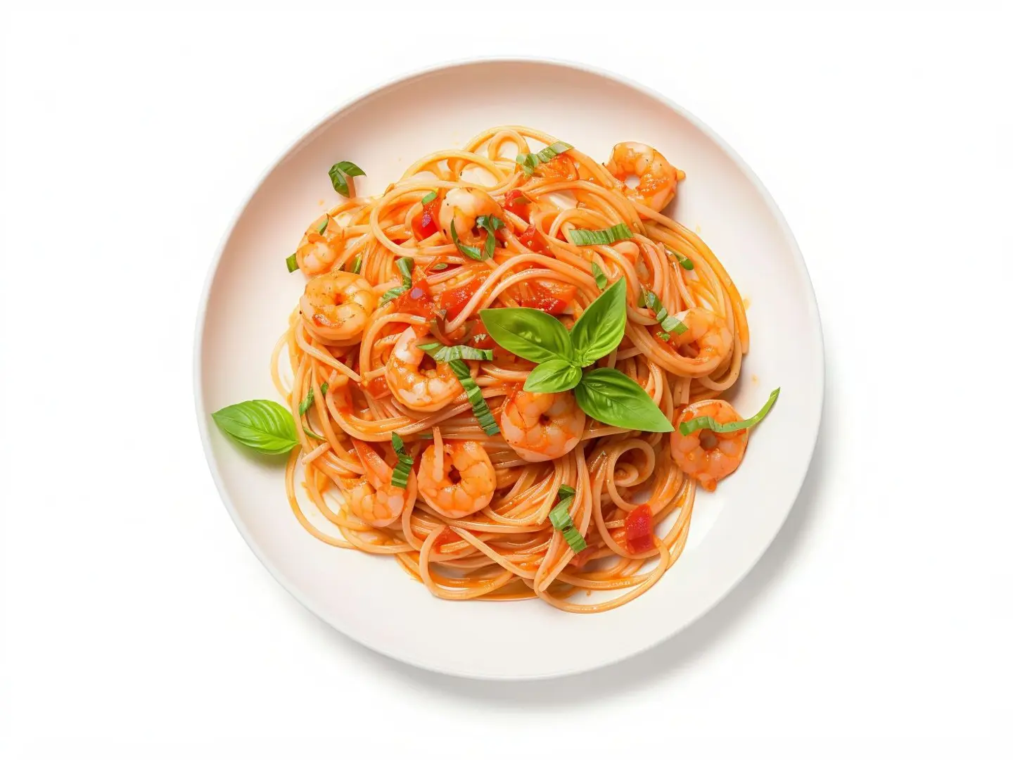 مكرونة اسباجيتي جمبري بالصوص الأحمر