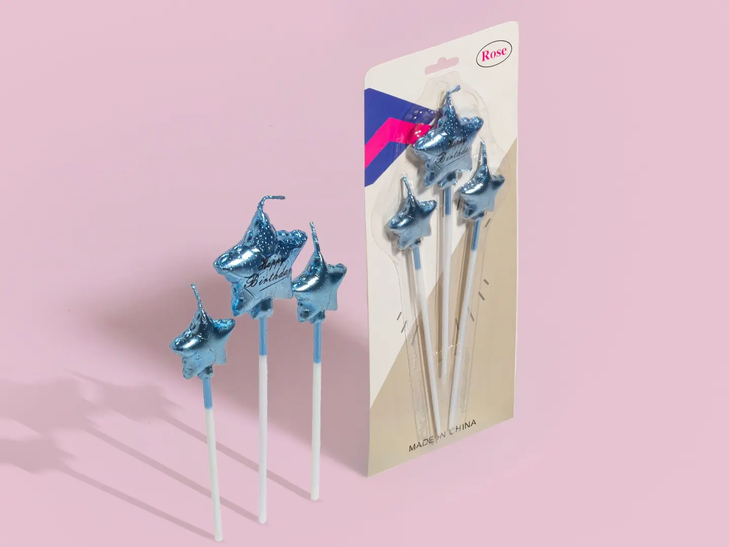 Happy Birthday Candle Sky Blue Star