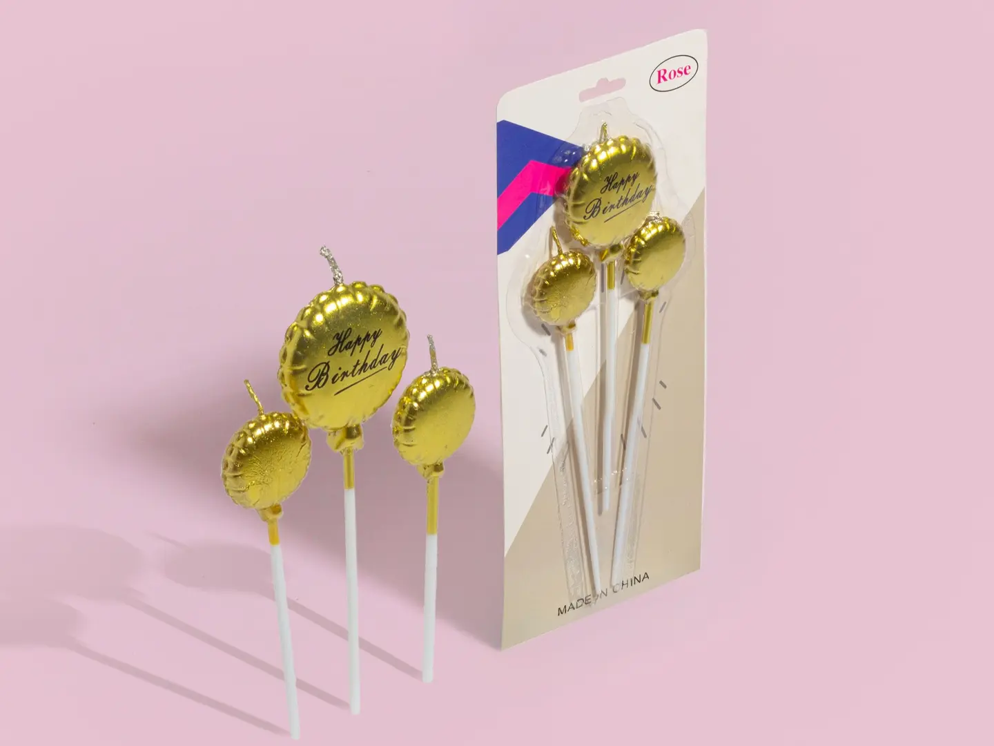 شمعة عيد ميلاد سعيد على شكل بالون ذهبي