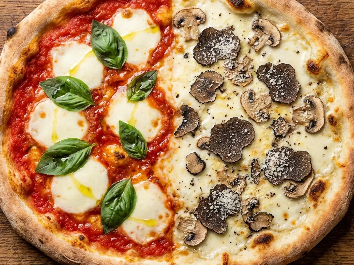 بيتزا نصف ترافل ونصف مارغريتا