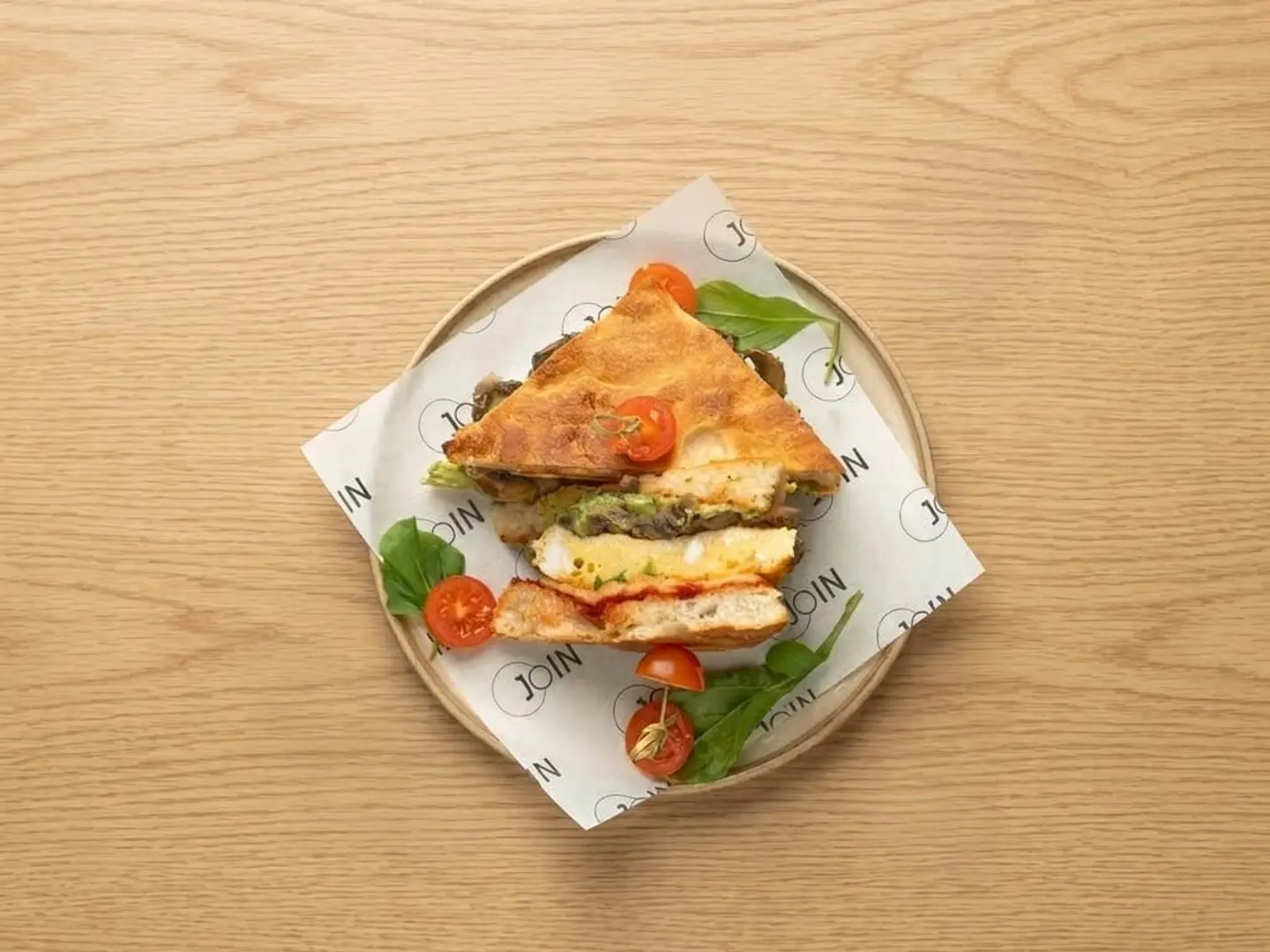 Baked Omelete Sandwich With Coffee