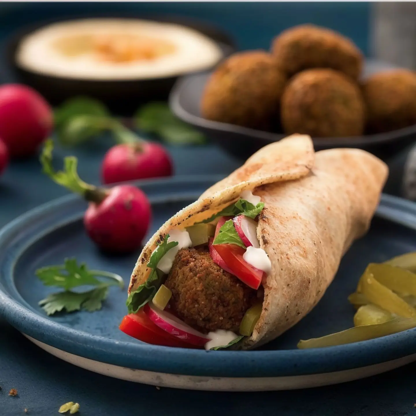 ساندويش فلافل بالخبز العربي