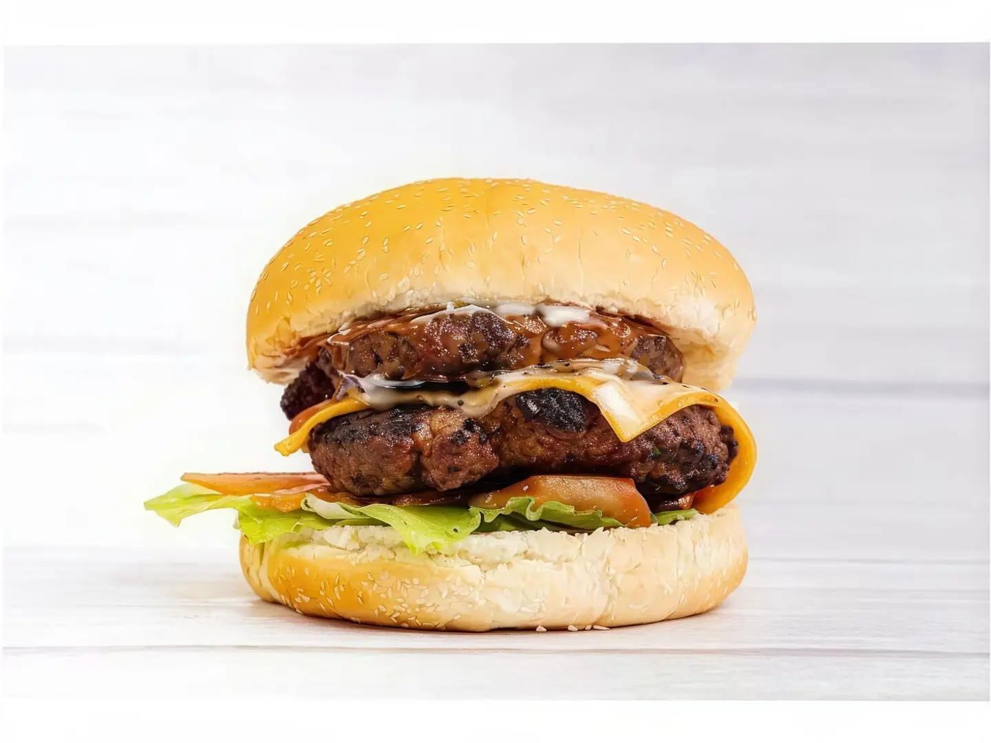 Double Beef Burger With Pepsi