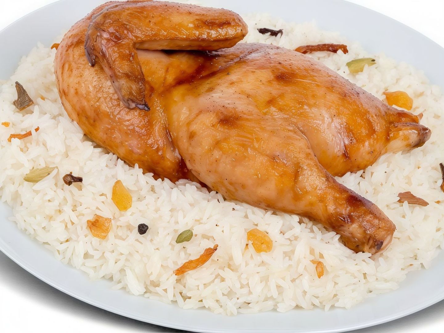Half A Piece Of Roasted Chicken With Popular Rice