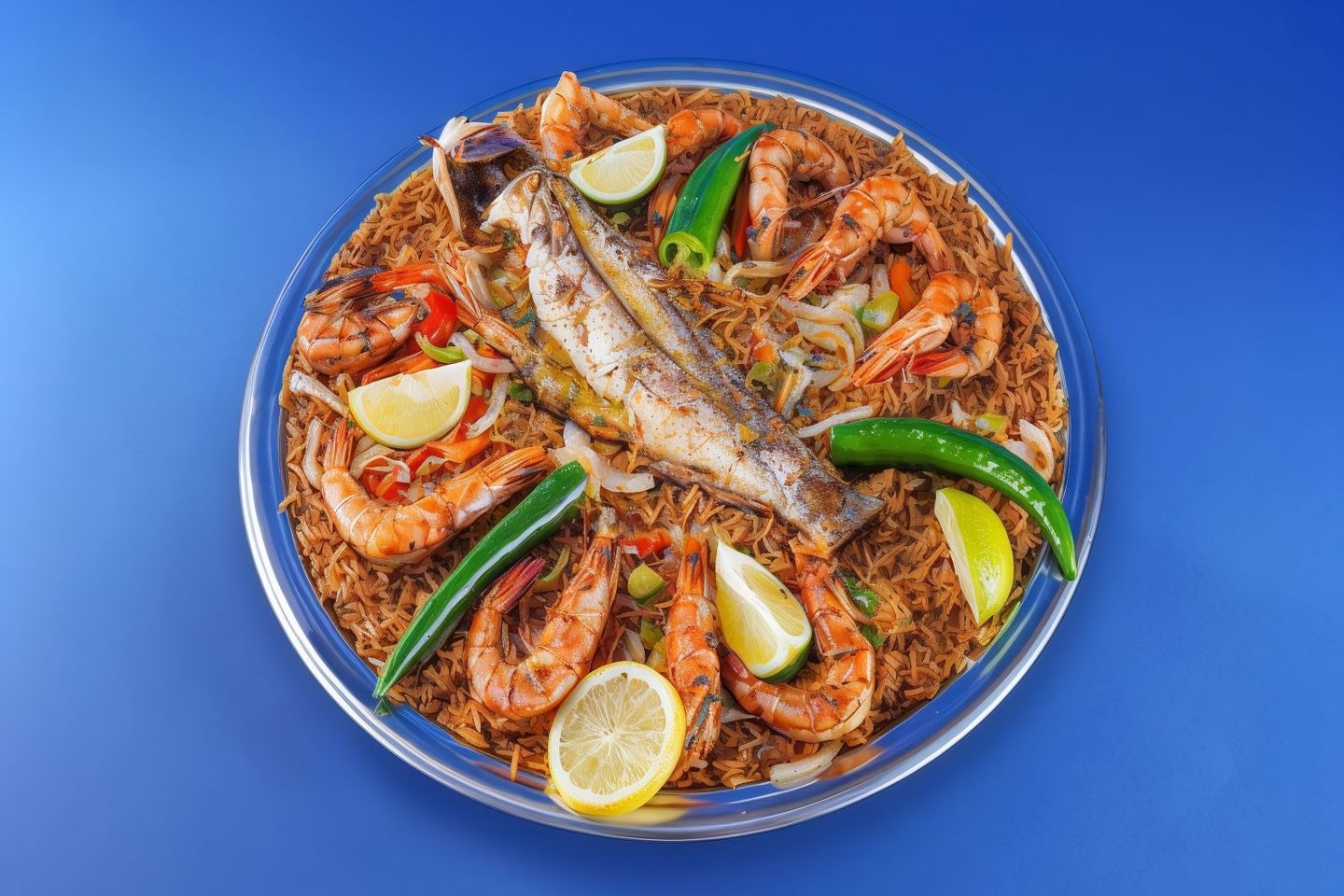 صينية بورى مشوى زيت وليمون مع جمبرى