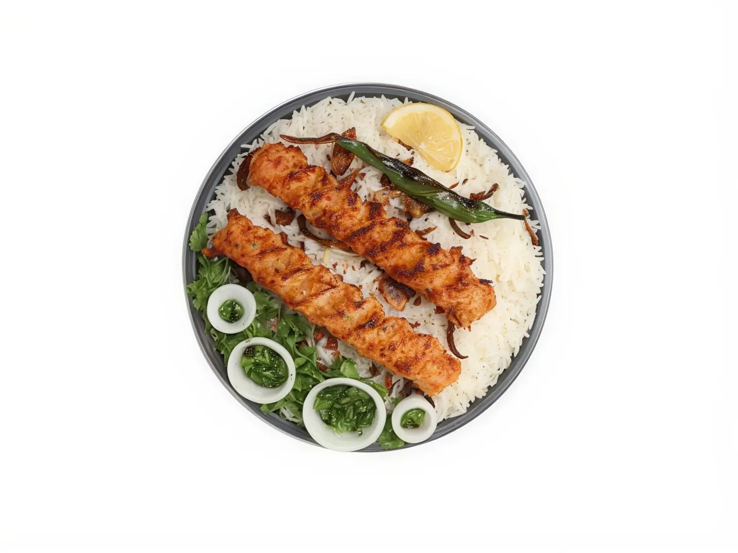 A Person With Kebab With Rice