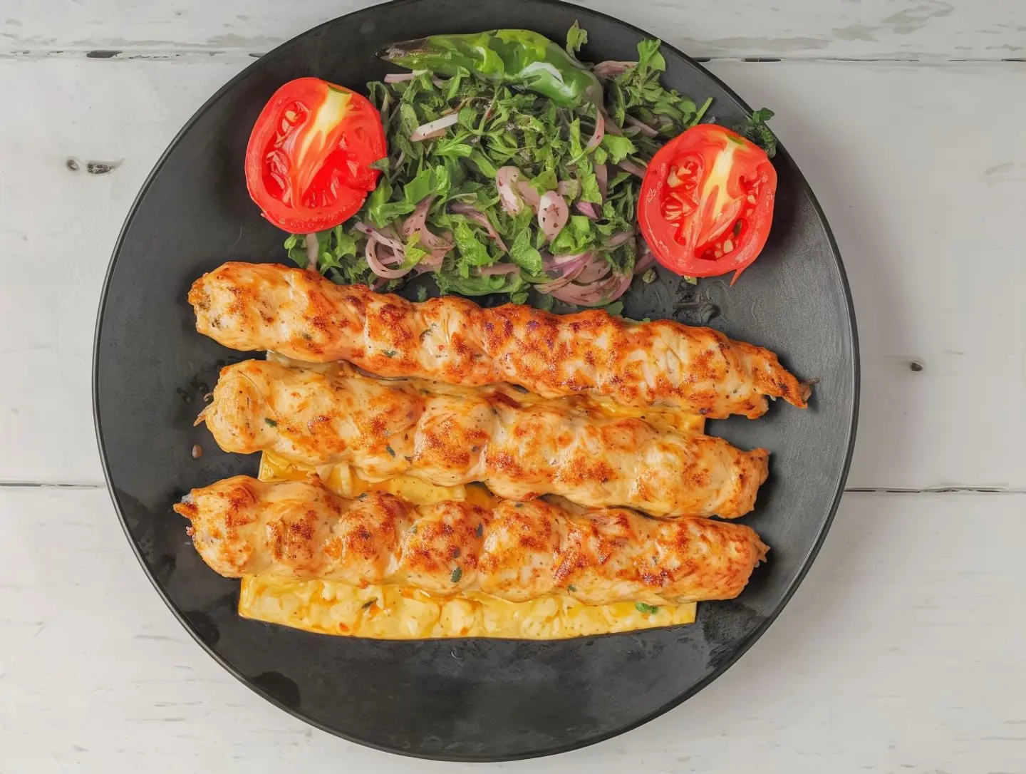 A Person With Chicken Kebab
