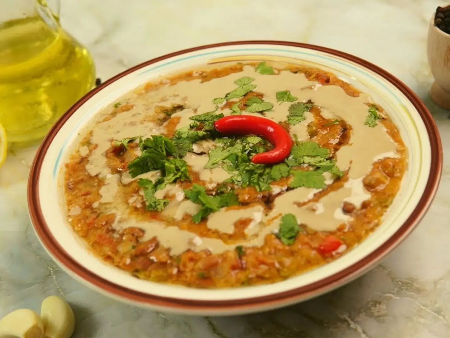 صحن فول بالطحينه ( كبير )