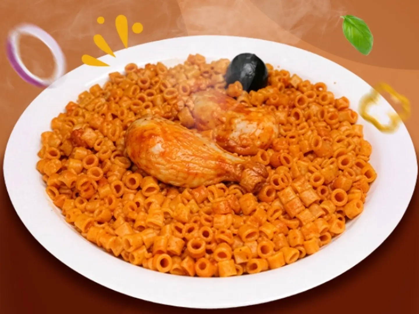 كبسة مكرونة دجاجة كاملة