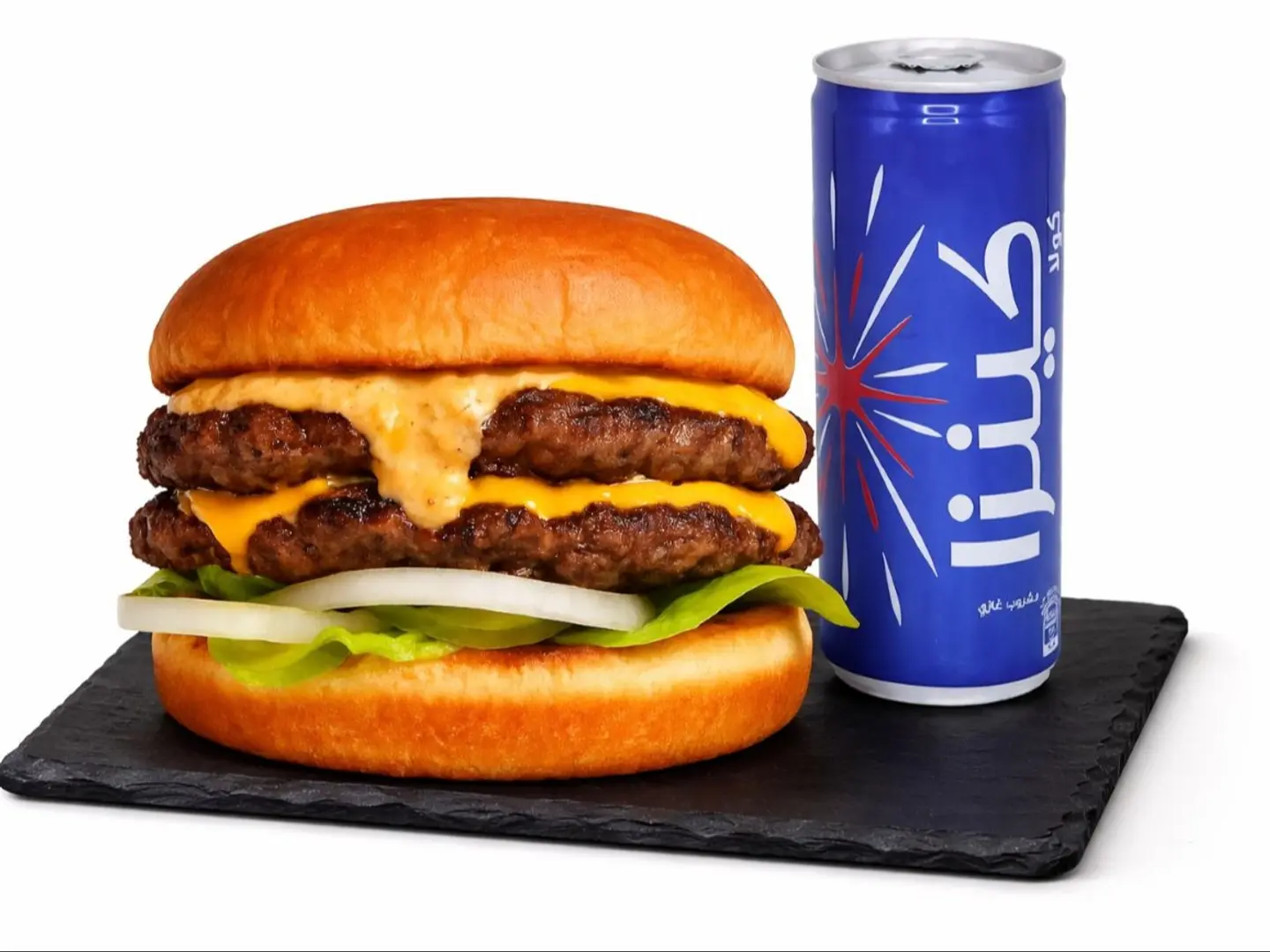 دبل تشيزز برجر مع مشروب