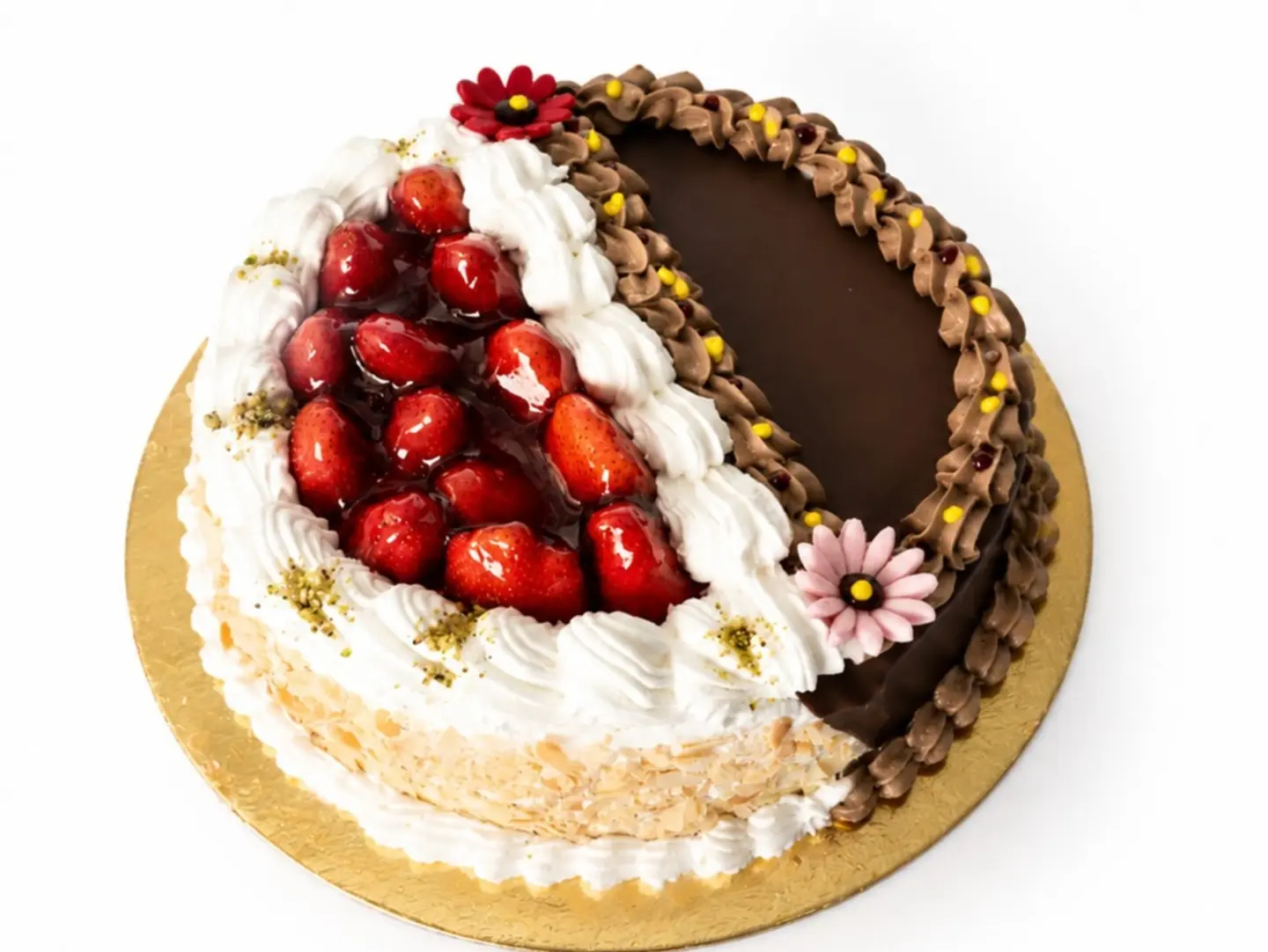 Half Chocolate, Half Vanilla Cake 24 Cm