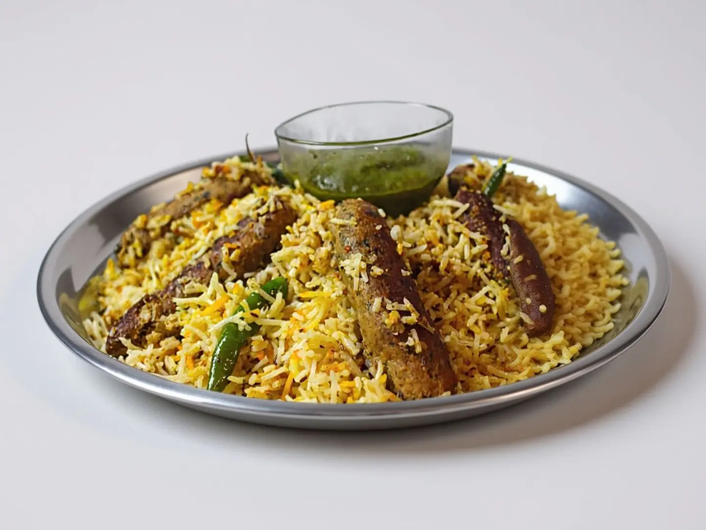 Pulao Rice With Reshmi Kebab