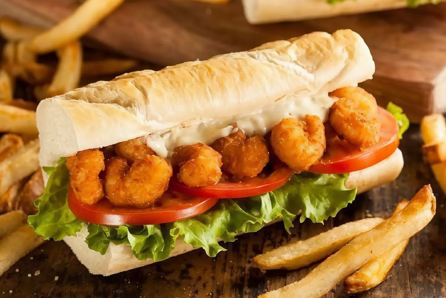 Shrimp Sandwich With Fries