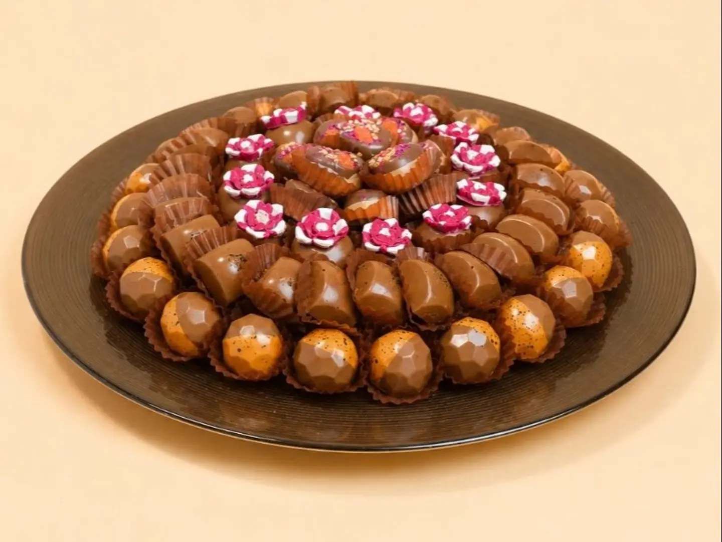 صينية شوكولاتة زجاجية دائرية
