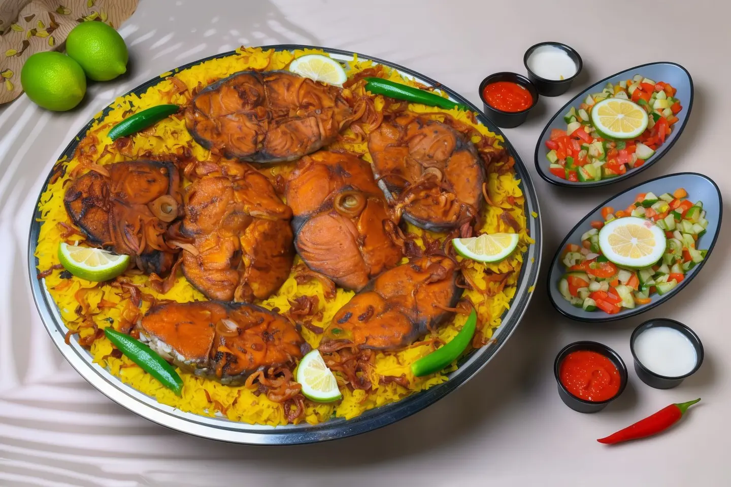Mixed Fish Makbous For Gatherings, Serves 5 6 People