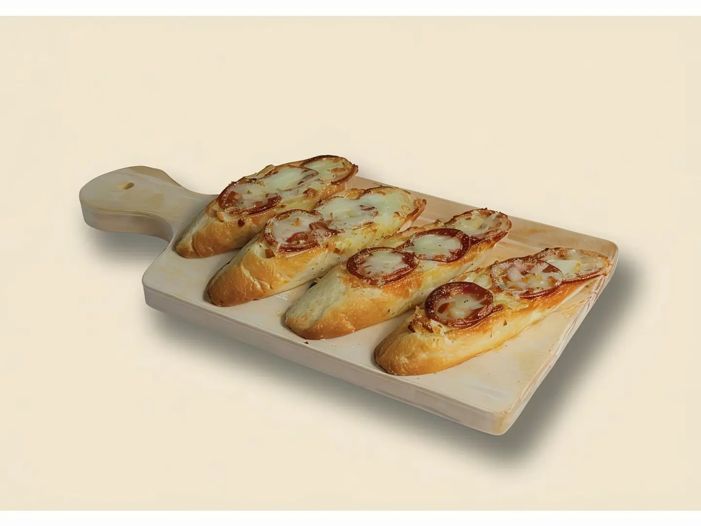 خبز فرنسي بالثوم مع البيبروني