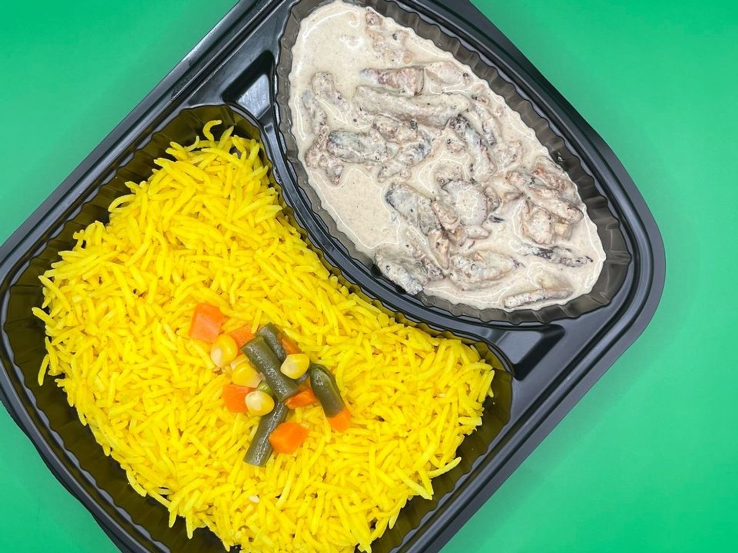 Slices Of Stroganoff Meat With Rice