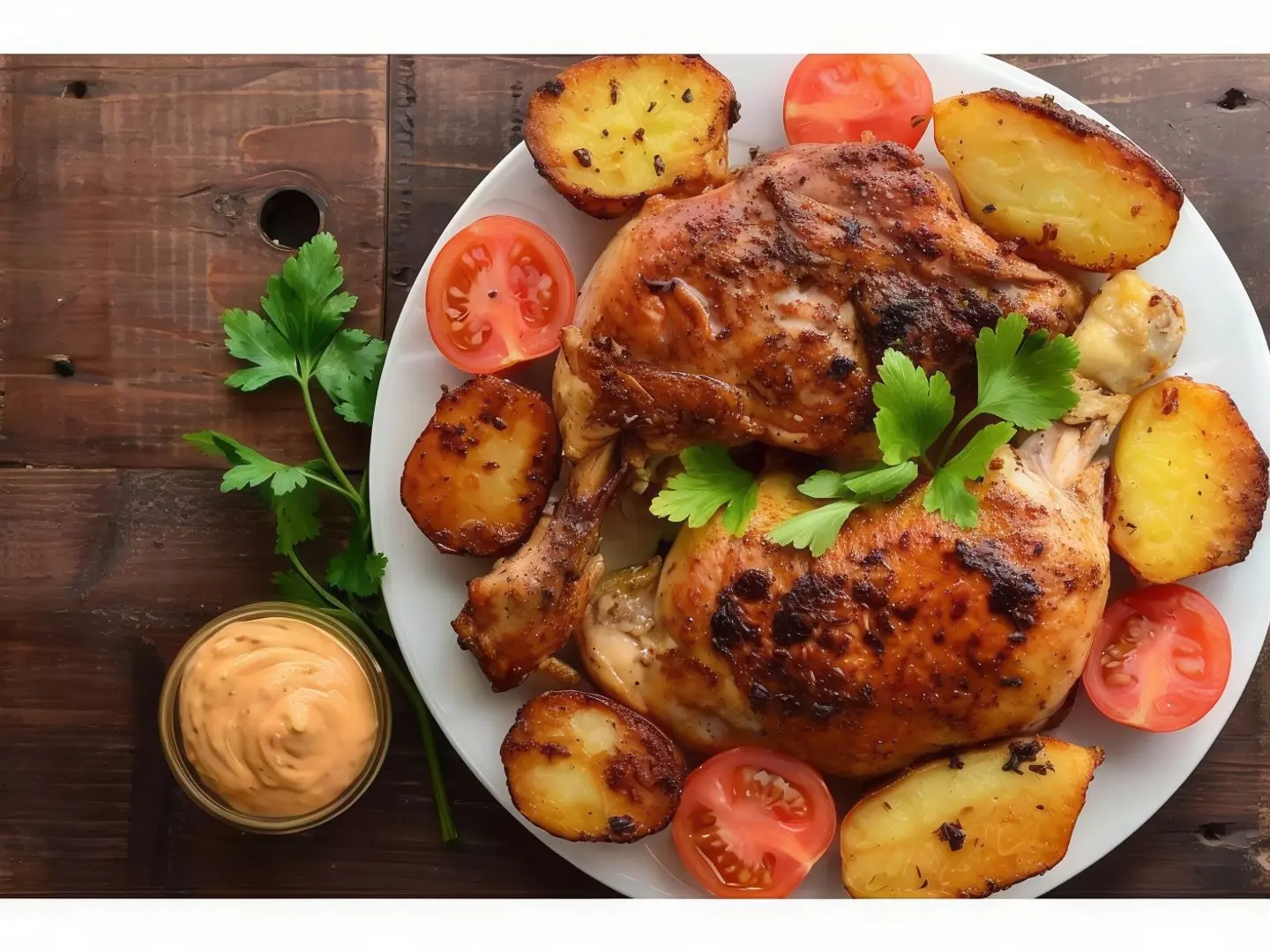 وجبة ربع دجاجة فرن أو محمر