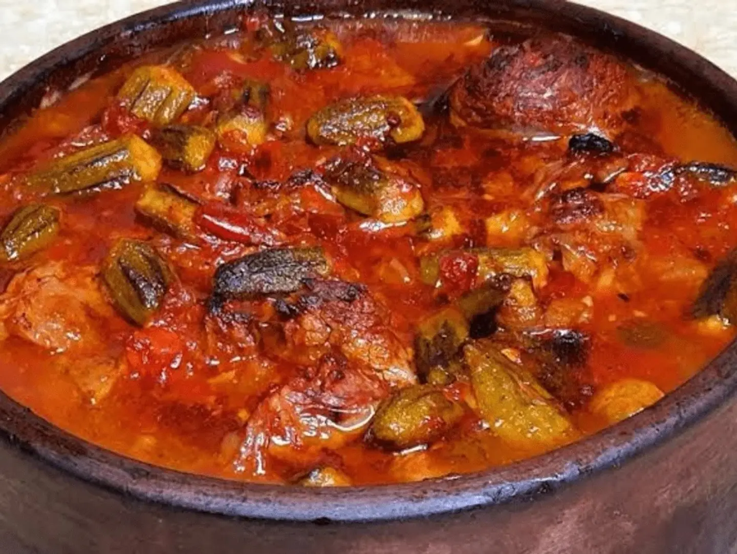 طاجن لحم بالبامية