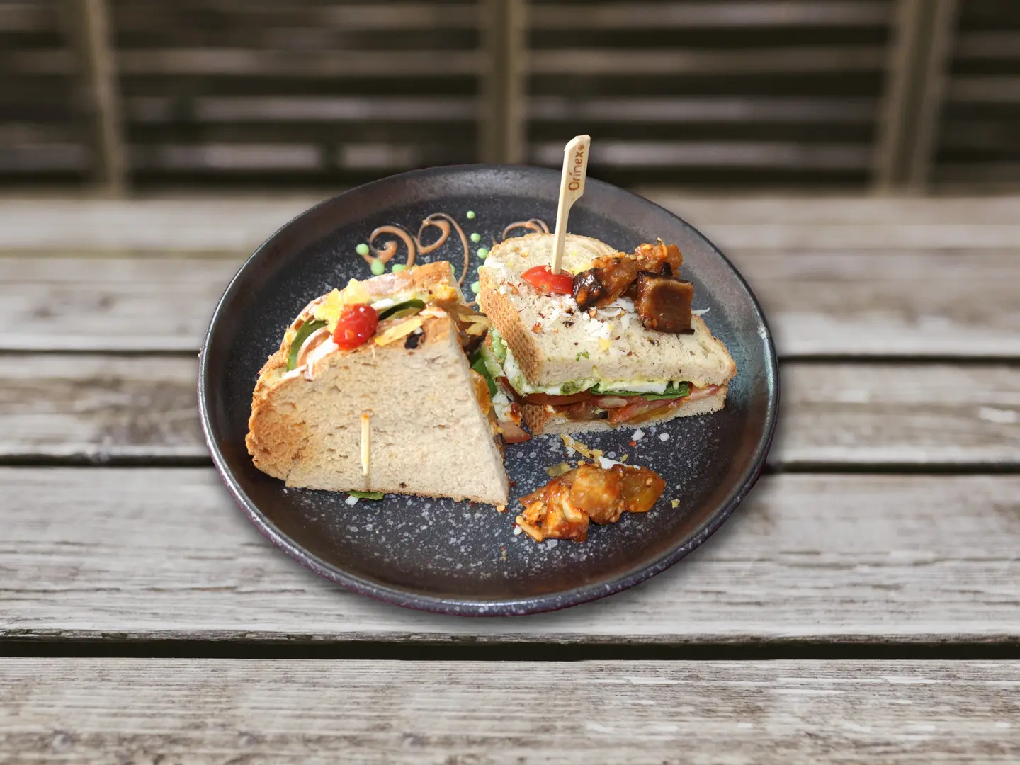 Saurdo Eggplant Hamsa With Halloumi