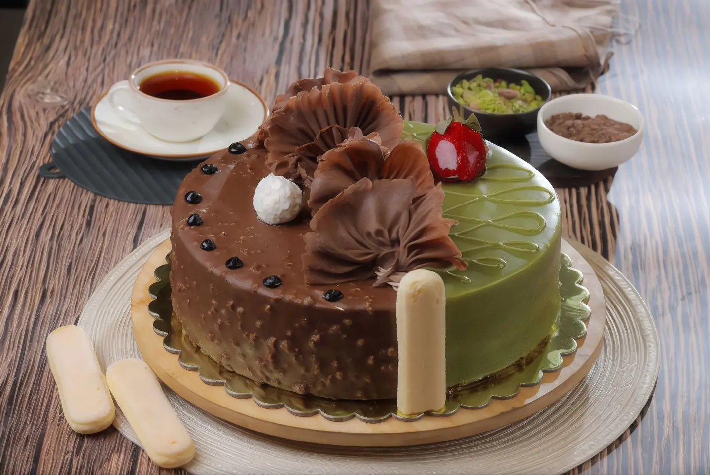 Larg Roche And Pistachio Cake