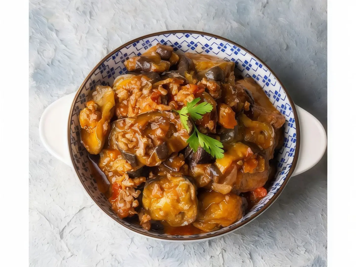 صحن مسقعة لحمه مفرومه