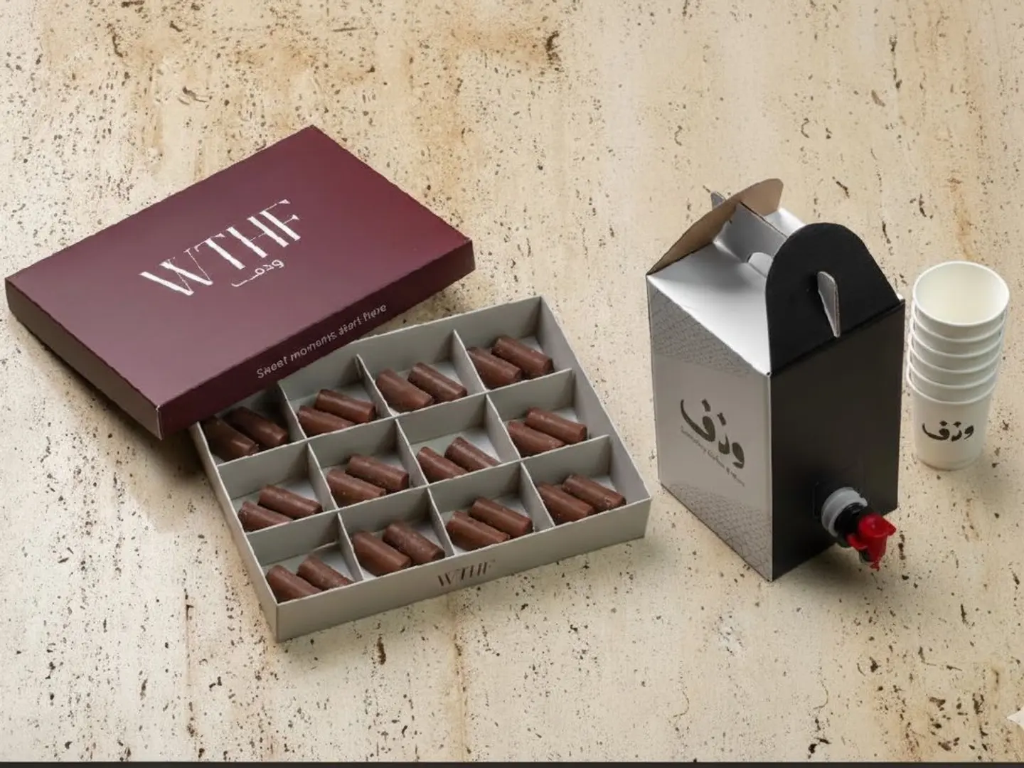 بوكس قهوة ١ لتر مع بوكس تشوكلت ميني ٢٤ حبه