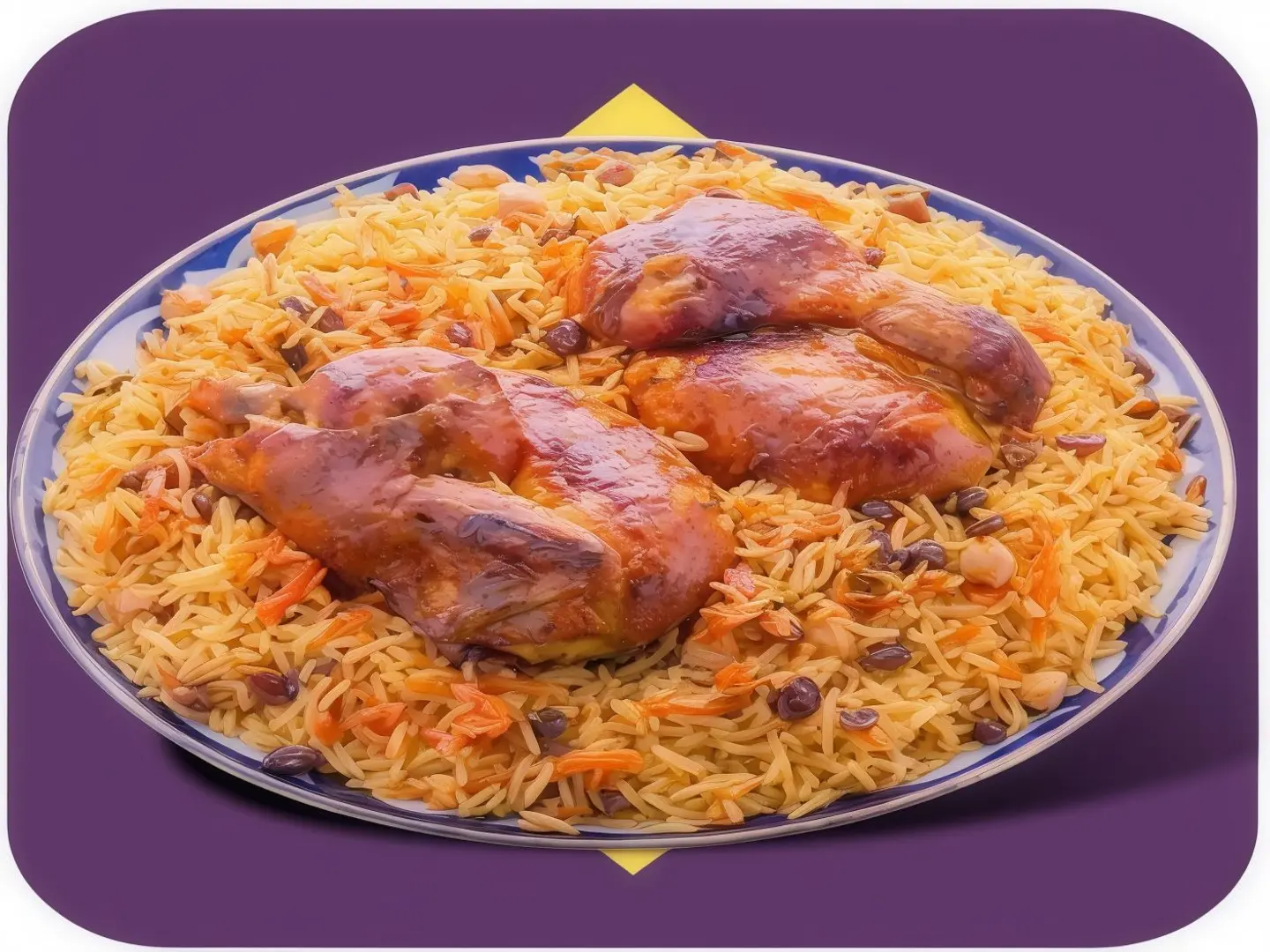 نصف حبة شواية أرز بخاري بزيت الزيتون