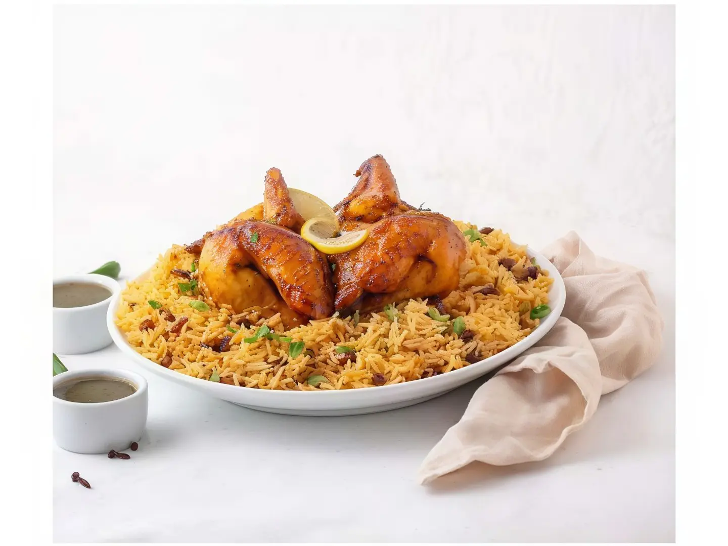 دجاج شواية مع أرز بخاري