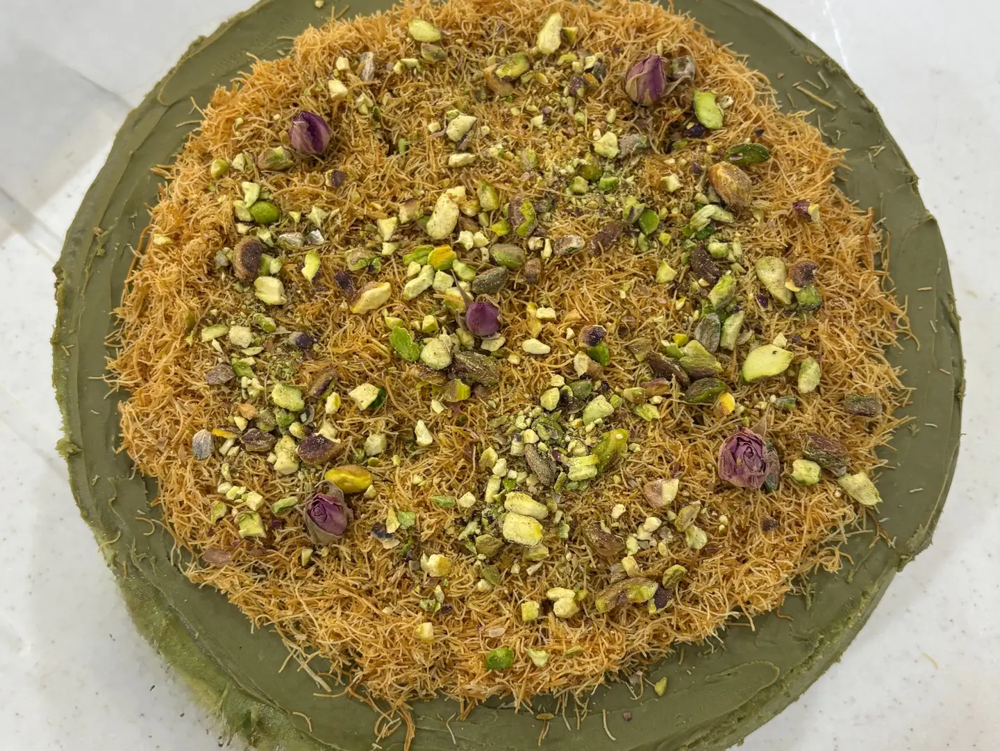 Pistachio Kunafa Cheesecake