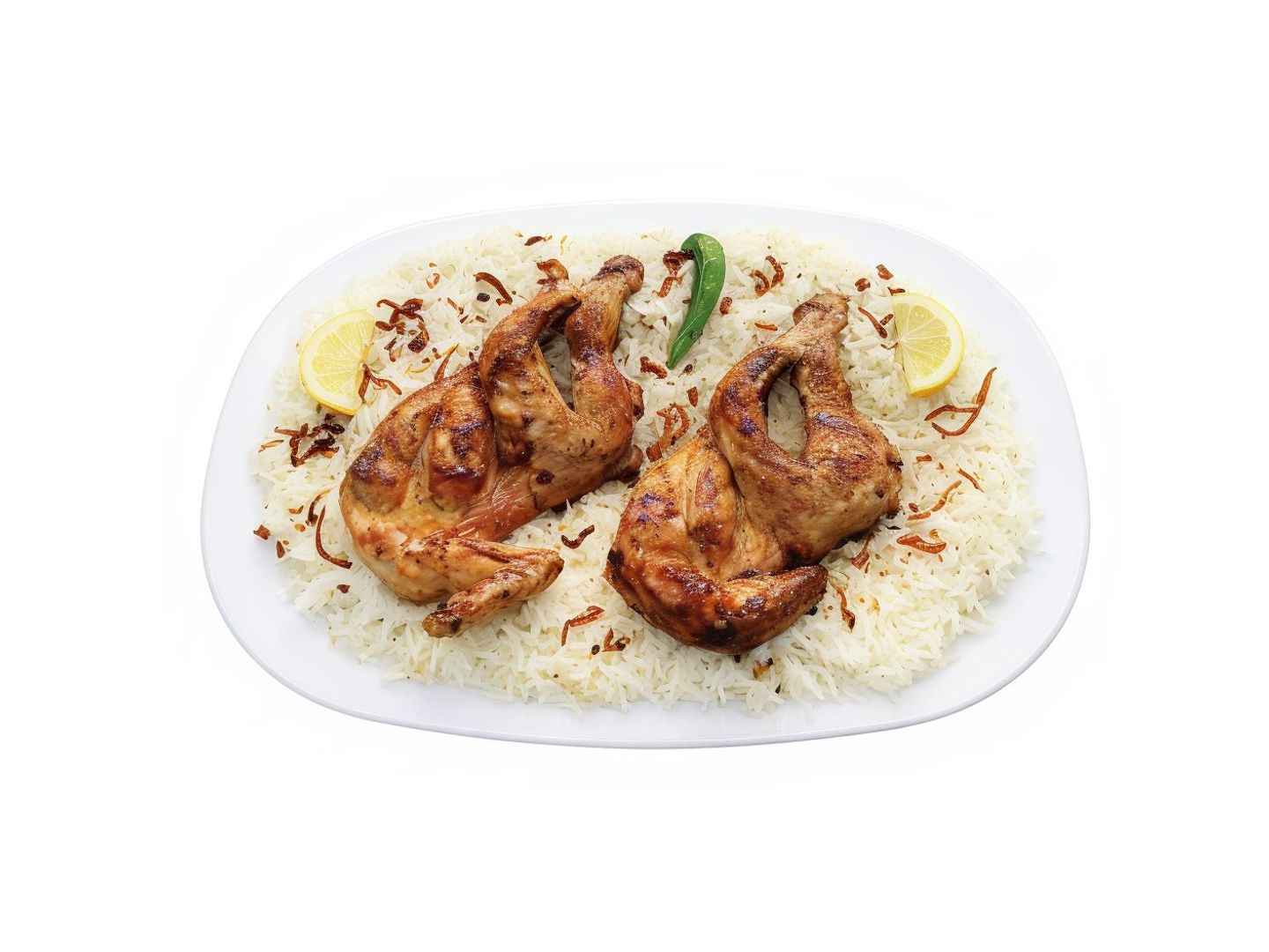 نص دجاج مظبي مع رز بشاور