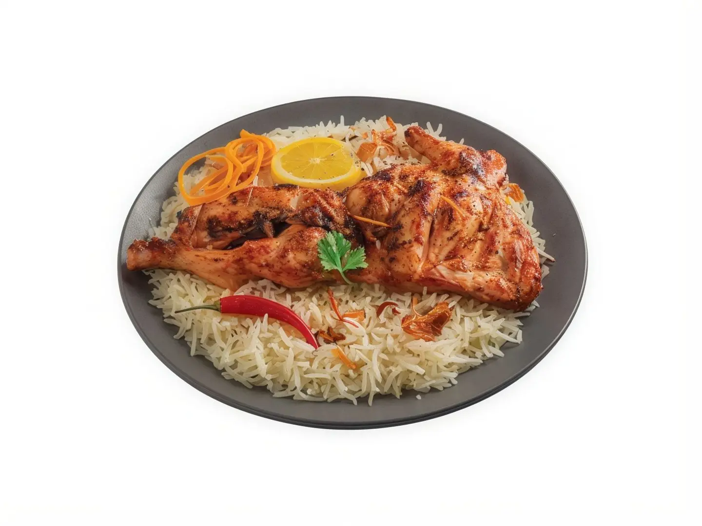 نص دجاج ع فحم مثلوثه مع بشاور
