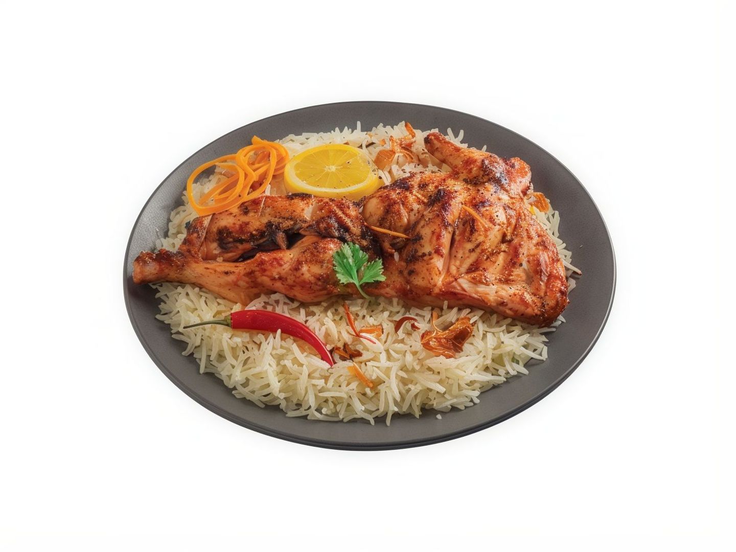 نص دجاج ع فحم مثلوثه مع بشاور