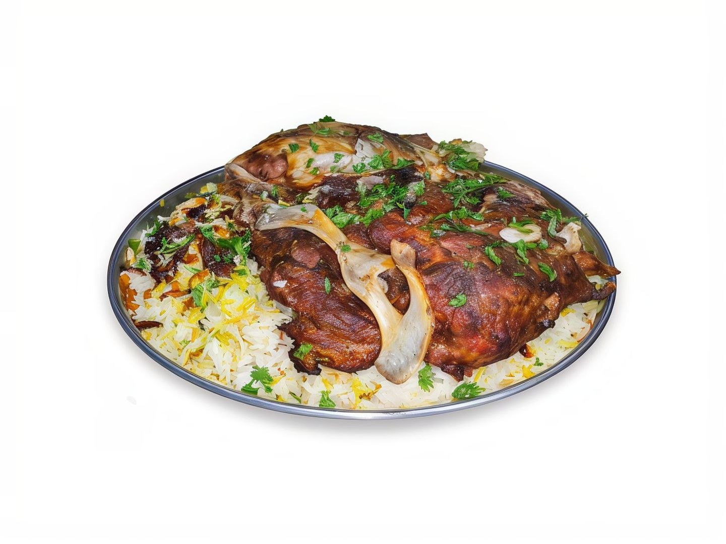 لحم مندي مع الأرز