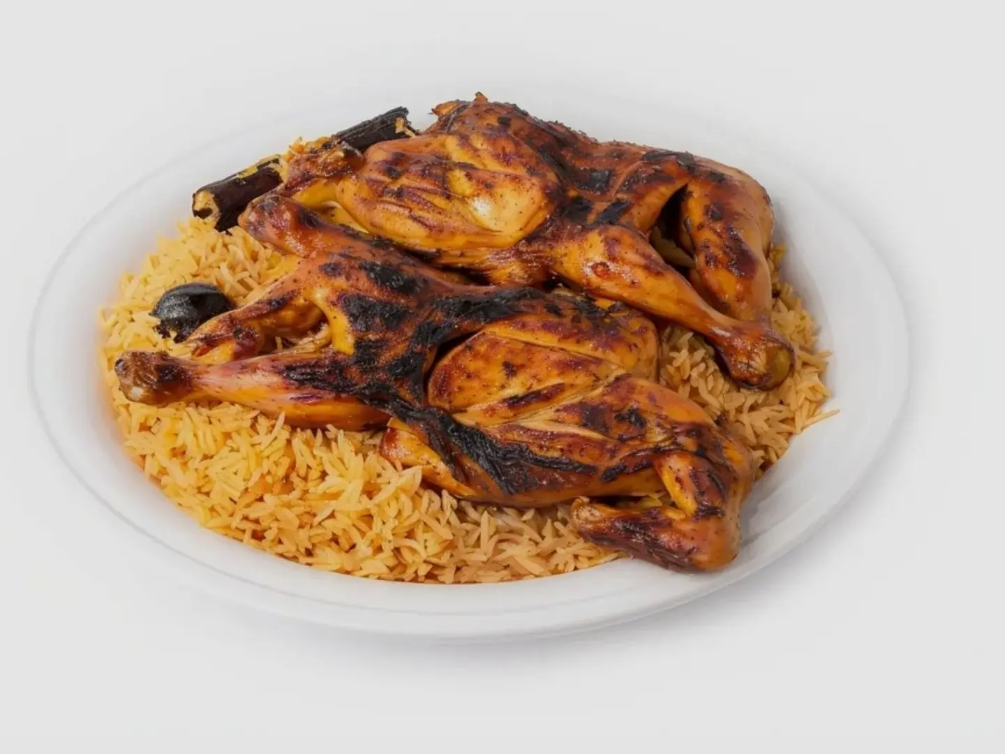 حبه دجاج على الفحم معى الرز