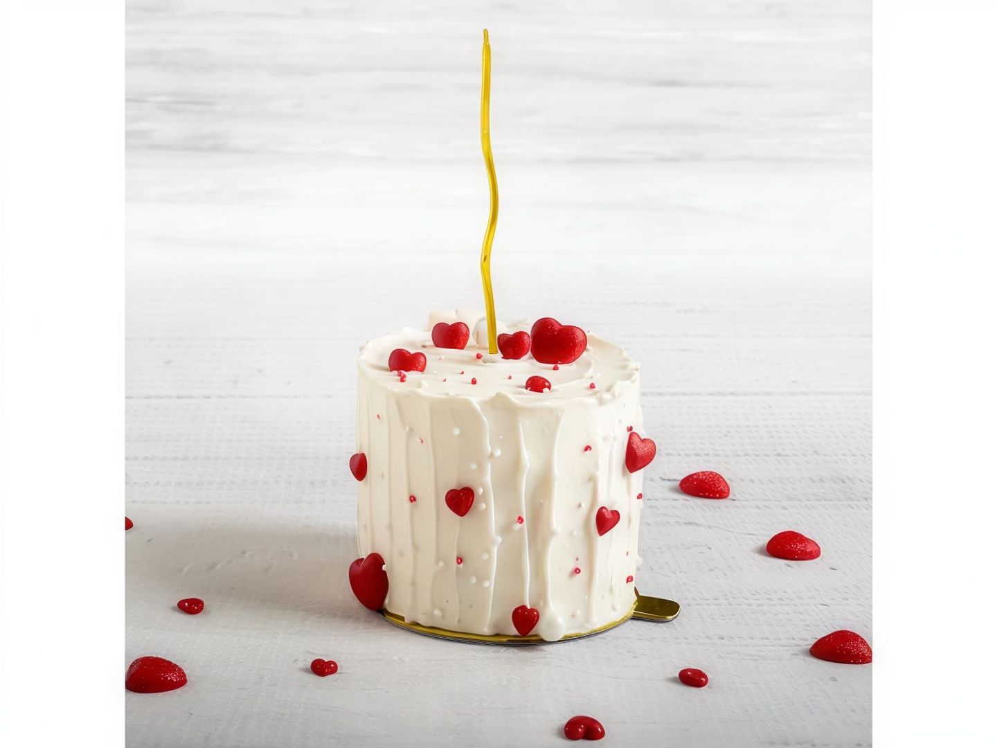 Vanilla Filled With Heart And Candle Cake