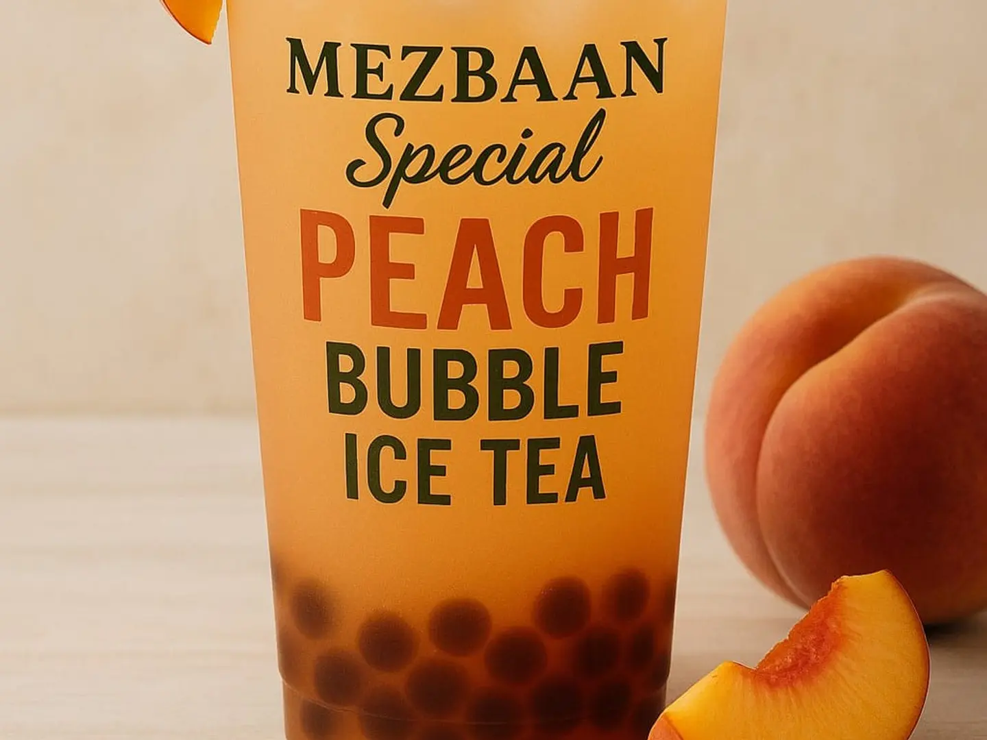 شاي الفقاعات بالخوخ المثلج