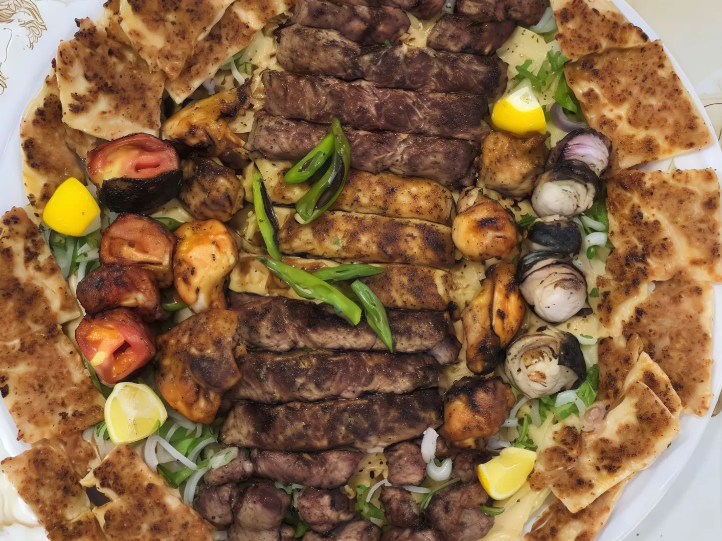 مشكل لحم ودجاج 7 نفر مع عرايس لحم